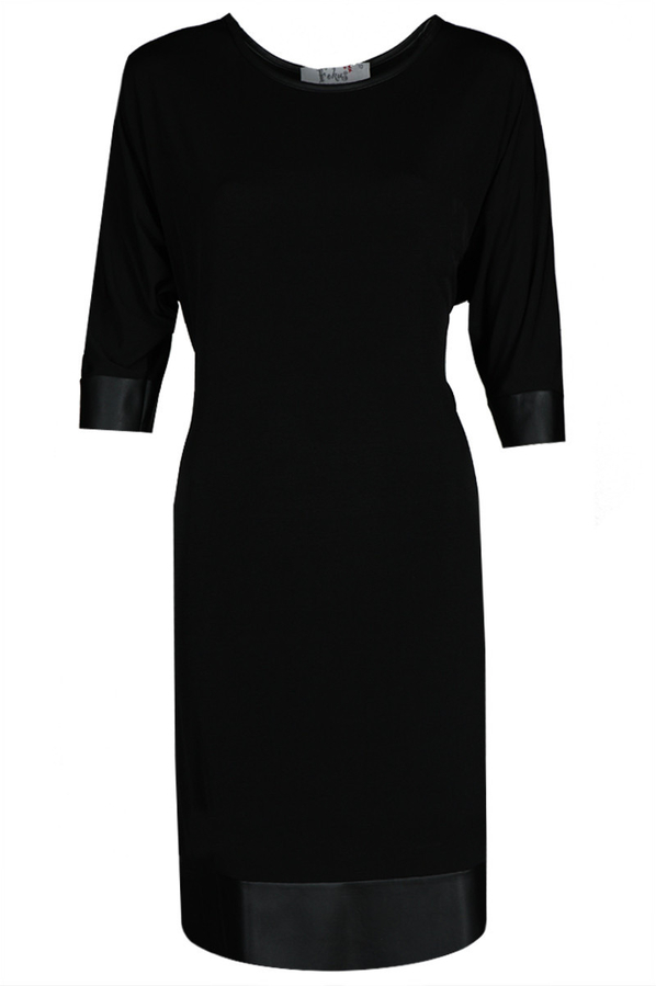Czarna sukienka Fokus ze skóry midi