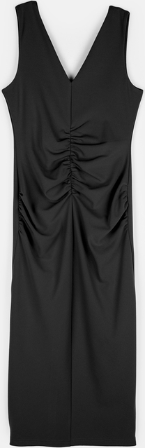 Czarna sukienka Gate bez rękawów z dekoltem w kształcie litery v midi