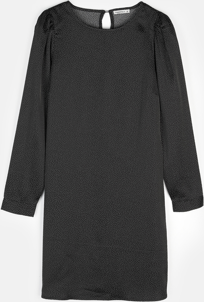 Czarna sukienka Gate z długim rękawem z satyny w stylu casual