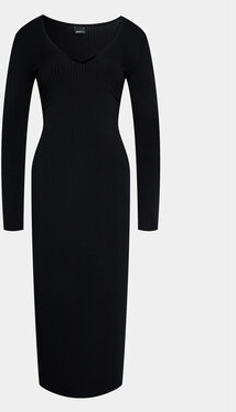 Czarna sukienka Gina Tricot dopasowana w stylu casual z długim rękawem