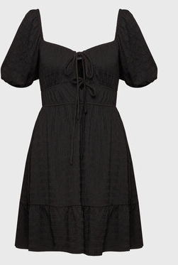 Czarna sukienka Gina Tricot z dekoltem w kształcie litery v z krótkim rękawem mini