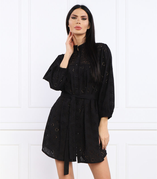 Czarna sukienka Gomez Fashion Store z długim rękawem z bawełny mini
