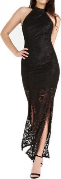 Czarna sukienka Guess bez rękawów maxi z okrągłym dekoltem