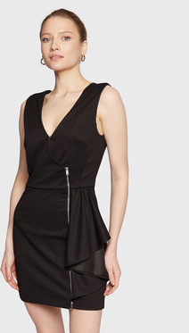 Czarna sukienka Guess bez rękawów mini z dekoltem w kształcie litery v