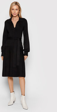 Czarna sukienka Guess by Marciano z długim rękawem z dekoltem w kształcie litery v