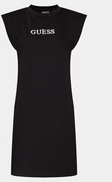 Czarna sukienka Guess mini z okrągłym dekoltem