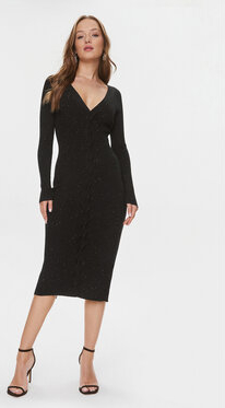 Czarna sukienka Guess z dekoltem w kształcie litery v midi w stylu casual