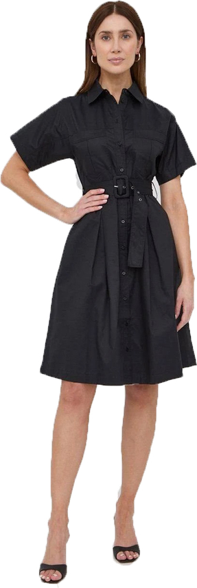 Czarna sukienka Guess z krótkim rękawem koszulowa mini