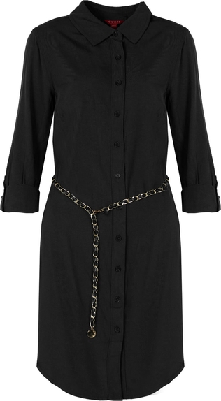 Czarna sukienka Guess z tkaniny koszulowa w stylu casual