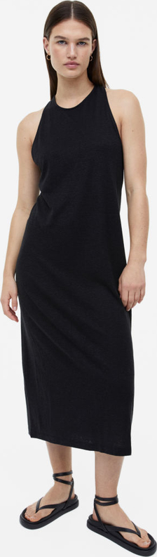 Czarna sukienka H & M bez rękawów z okrągłym dekoltem prosta