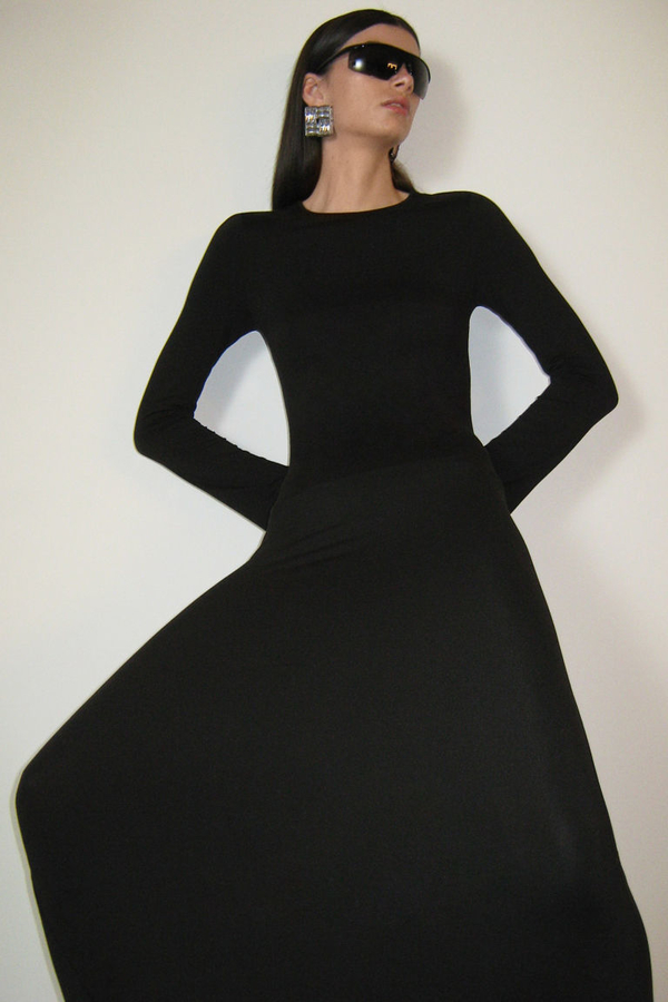 Czarna sukienka H & M bodycon z długim rękawem z dżerseju