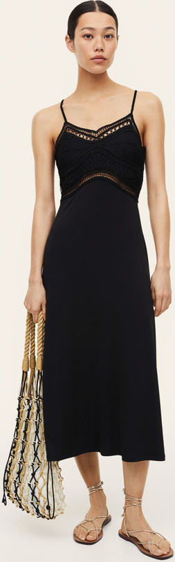 Czarna sukienka H & M maxi z okrągłym dekoltem