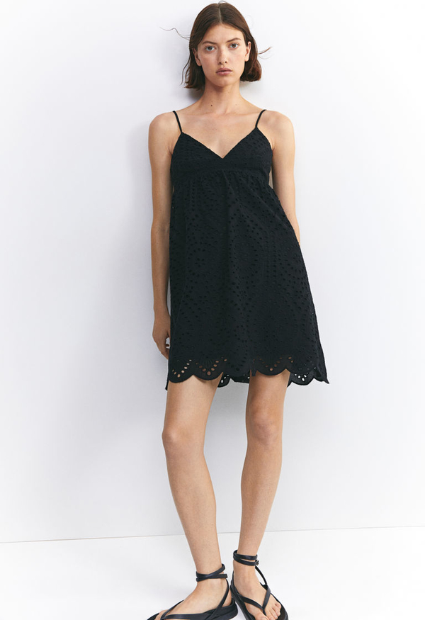 Czarna sukienka H & M mini w stylu casual na ramiączkach