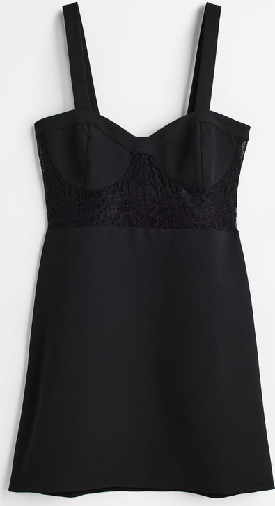 Czarna sukienka H & M mini z dekoltem w kształcie litery v