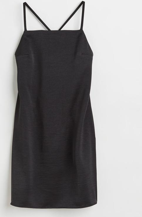 Czarna sukienka H & M na ramiączkach z dekoltem w kształcie litery v mini