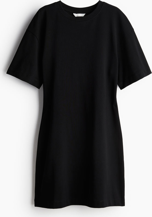Czarna sukienka H & M oversize w stylu casual z okrągłym dekoltem