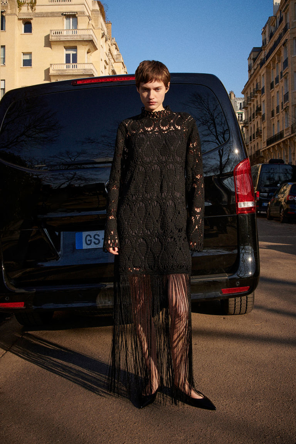 Czarna sukienka H & M w stylu boho z dżerseju