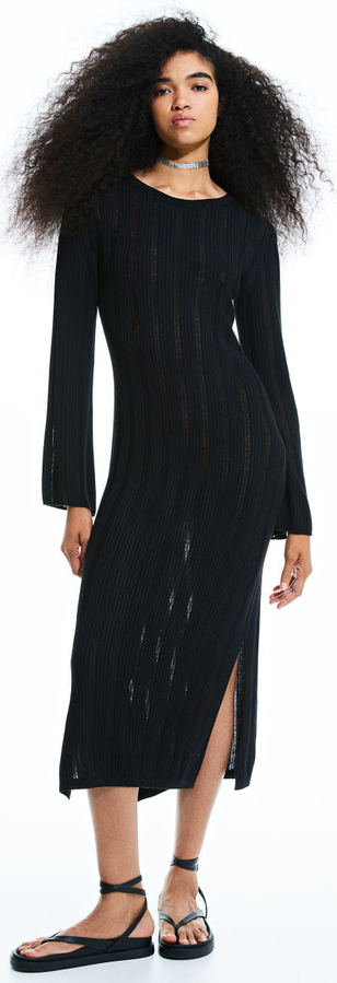 Czarna sukienka H & M w stylu casual midi prosta