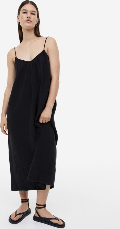 Czarna sukienka H & M w stylu casual z bawełny