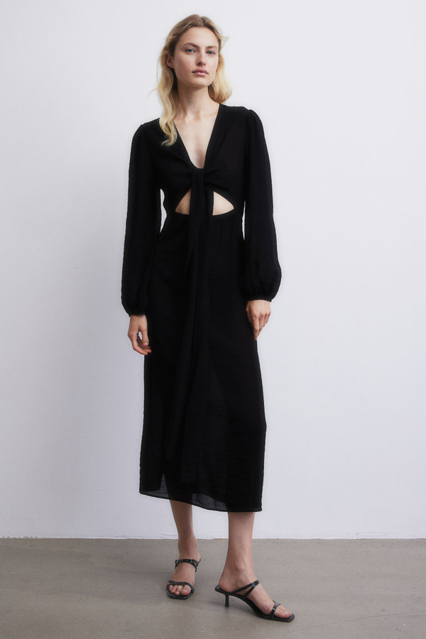 Czarna sukienka H & M w stylu casual z tkaniny prosta