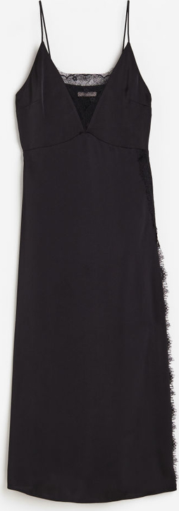 Czarna sukienka H & M z dekoltem w kształcie litery v na ramiączkach w stylu casual
