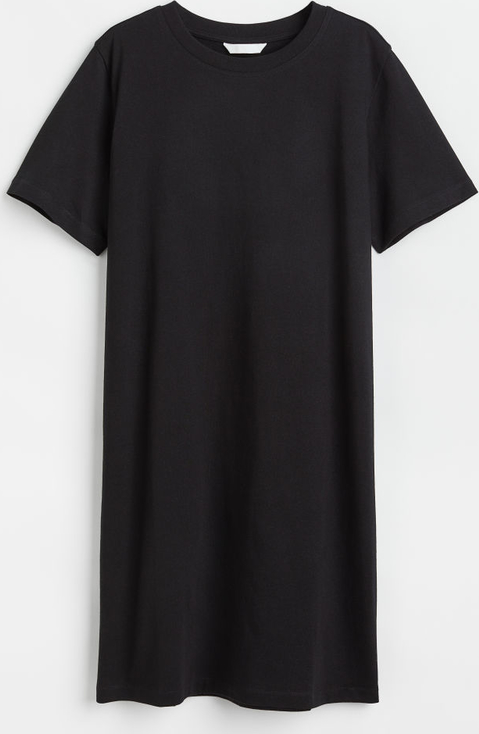 Czarna sukienka H & M z krótkim rękawem prosta