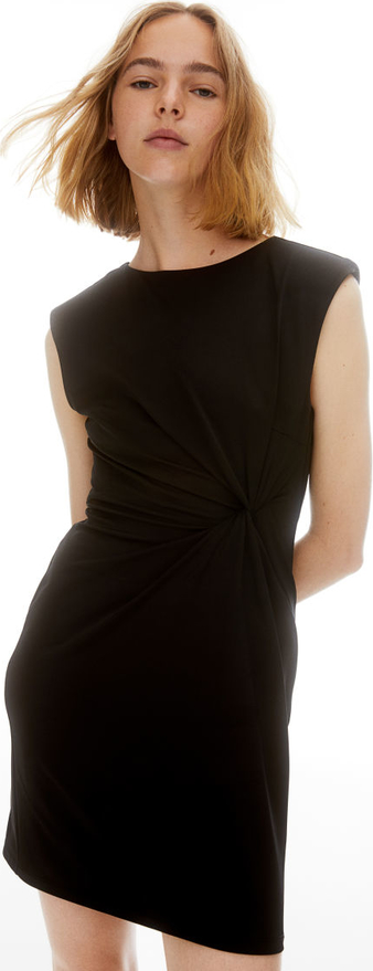 Czarna sukienka H & M z okrągłym dekoltem mini w stylu casual
