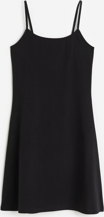 Czarna sukienka H & M z okrągłym dekoltem w stylu casual mini