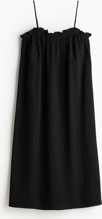 Czarna sukienka H & M z tkaniny w stylu casual z okrągłym dekoltem