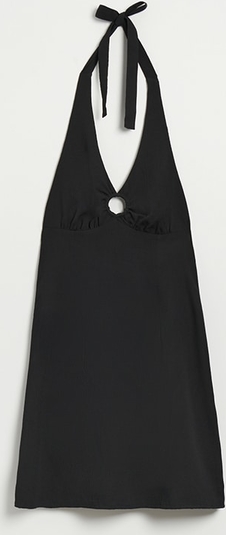 Czarna sukienka House w stylu casual mini z dekoltem w kształcie litery v