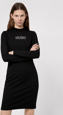 Czarna sukienka Hugo Boss w stylu casual z długim rękawem