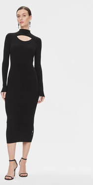 Czarna sukienka Hugo Boss z długim rękawem dopasowana