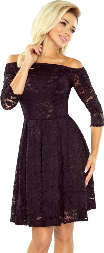 Czarna sukienka issysklep.pl rozkloszowana z długim rękawem mini