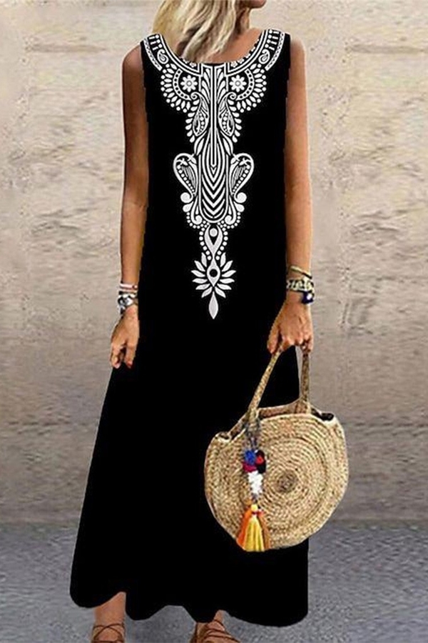 Czarna sukienka IVET maxi w stylu casual