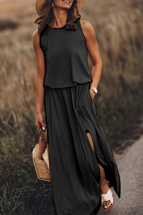 Czarna sukienka IVET w stylu casual maxi