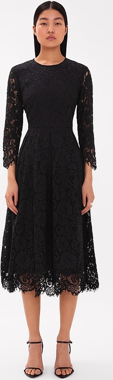Czarna sukienka Ivy Oak z okrągłym dekoltem z bawełny midi