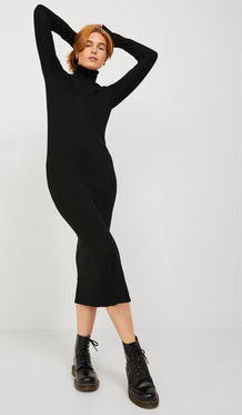 Czarna sukienka Jjxx w stylu casual z długim rękawem midi
