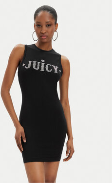 Czarna sukienka Juicy Couture bez rękawów z okrągłym dekoltem dopasowana
