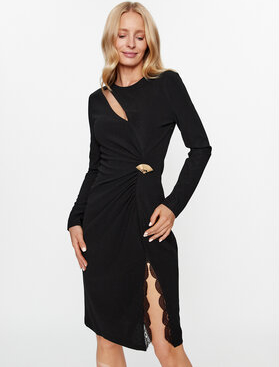Czarna sukienka Karl Lagerfeld z okrągłym dekoltem w stylu casual