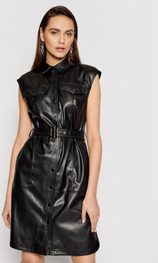 Czarna sukienka Karl Lagerfeld ze skóry
