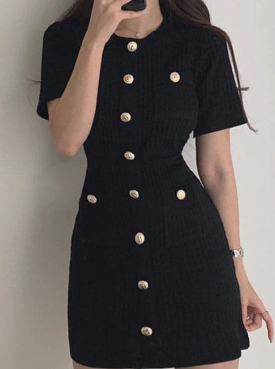 Czarna sukienka Kendallme w stylu casual z okrągłym dekoltem mini
