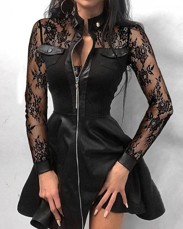 Czarna sukienka Kendallme z długim rękawem mini