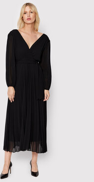 Czarna sukienka Kontatto z długim rękawem midi w stylu casual