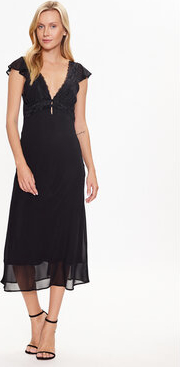Czarna sukienka Kontatto z krótkim rękawem maxi