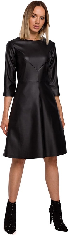 Czarna sukienka Limango Polska rozkloszowana z długim rękawem