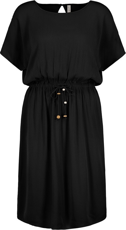 Czarna sukienka Limango Polska z okrągłym dekoltem mini w stylu casual