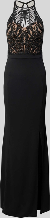 Czarna sukienka Lipsy maxi dopasowana z szyfonu
