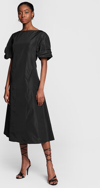 Czarna sukienka Liviana Conti w stylu casual midi z okrągłym dekoltem