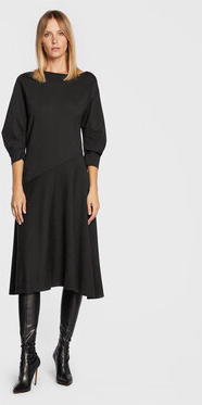 Czarna sukienka Liviana Conti z okrągłym dekoltem w stylu casual