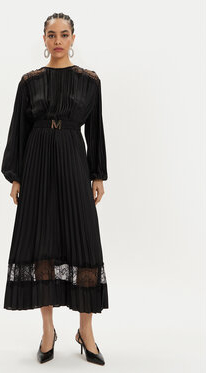 Czarna sukienka Lola Casademunt By Maite z okrągłym dekoltem maxi